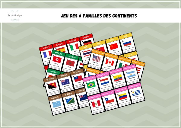 Jeu des 6 familles des continents - Géographie