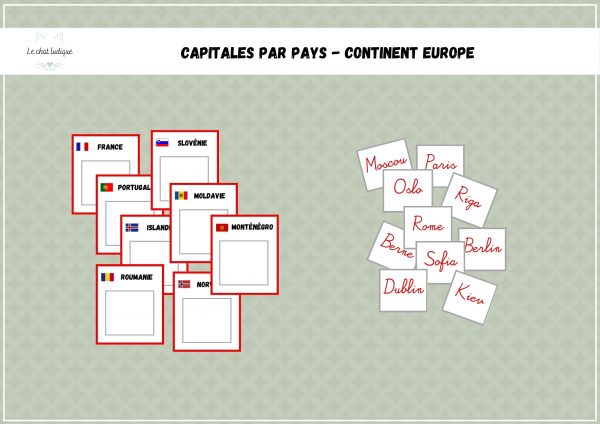 Capitales par pays - Continent Europe - Petit format