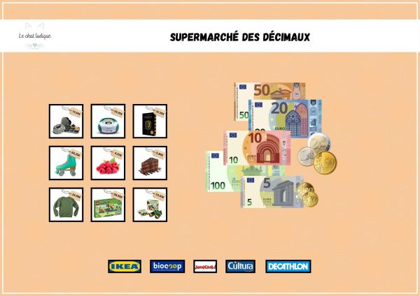 Supermarché des nombres décimaux 2,95€ _ 6_12ans