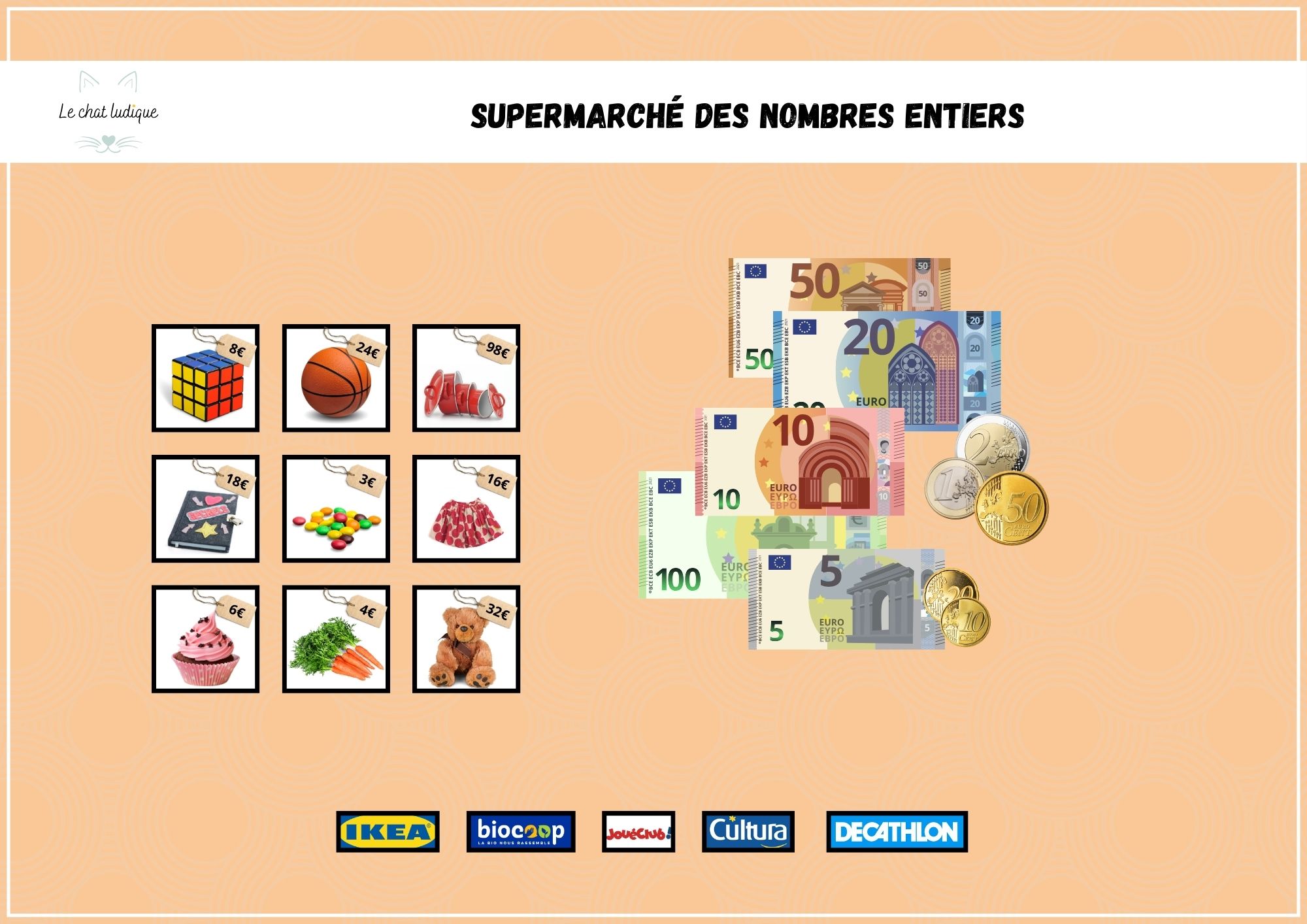 Supermarché des nombres entiers - Mathématiques