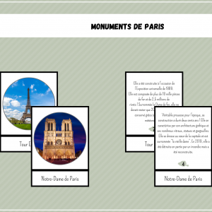 Nomenclatures Montessori Monuments de Paris